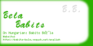 bela babits business card
